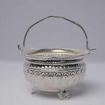 Ornate Silver Flower Basket